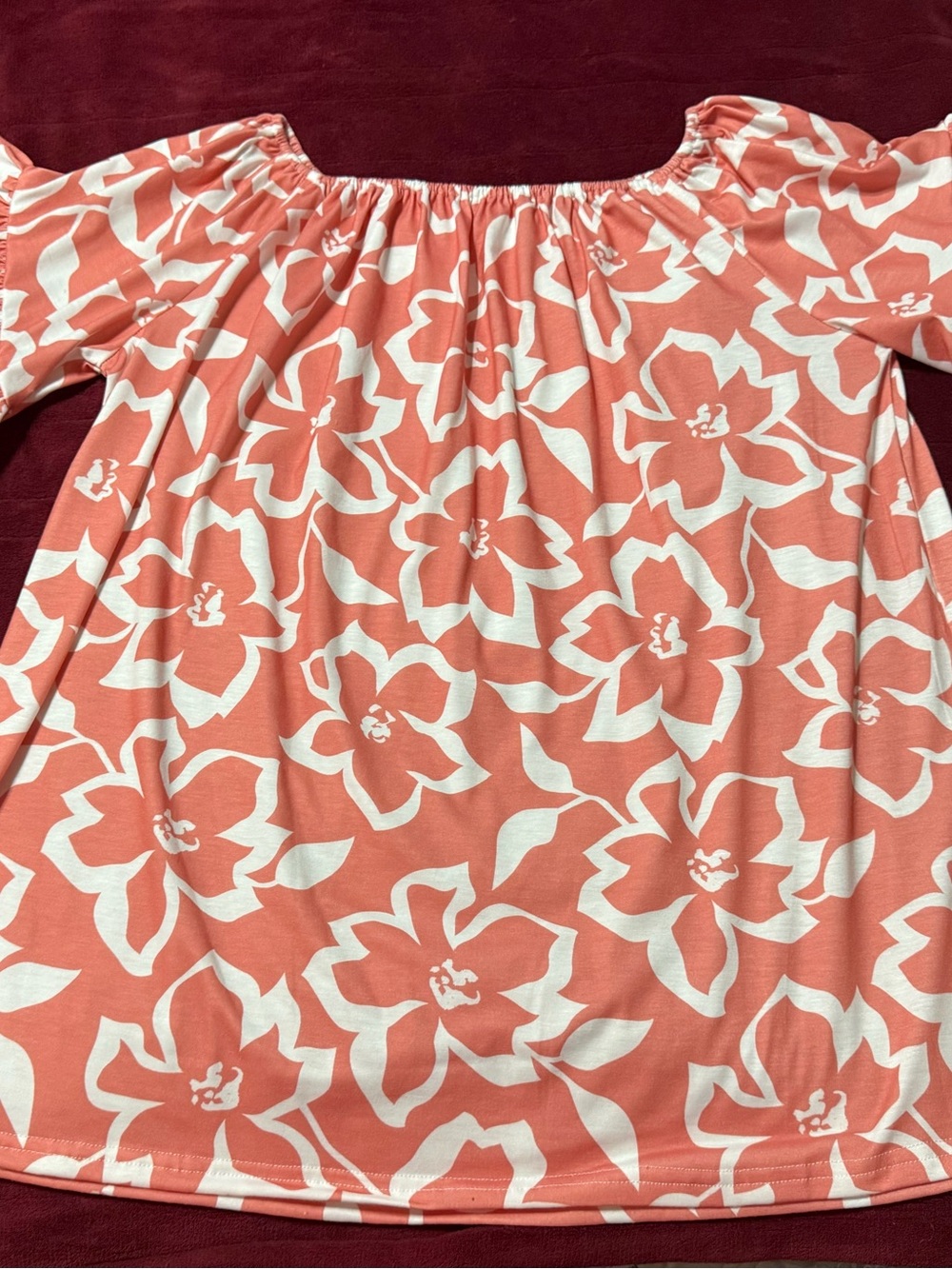 Women’s Coral Floral Off-Shoulder Blouse